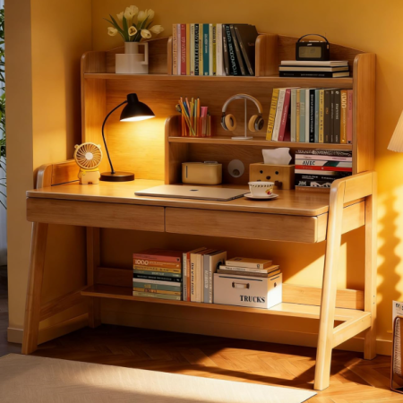 Wooden Children's Desk And Chair Set With Dual-Drawer Design